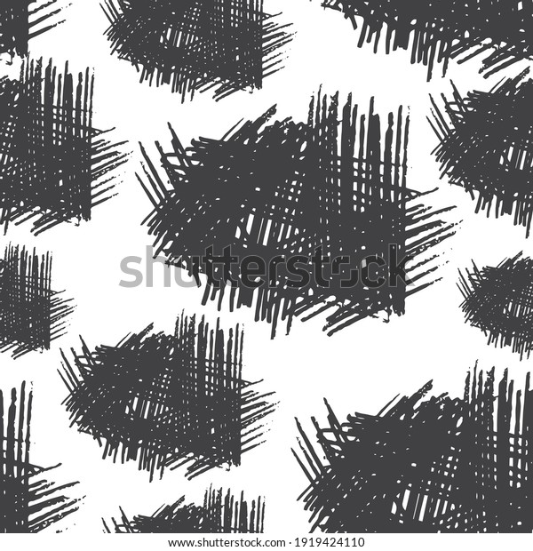 Hand drawn pencil scribbles seamless pattern. Edge
torn texture with rough foil shapes. Vector isolated ink background
for wrapping paper.