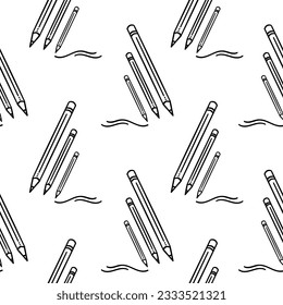 hand drawn pencil seamless pattern, doodle pencil pattern