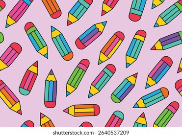Hand drawn pencil sketches in bright colors, perfect for fashion design, decoration, fabric, wallpaper and printing on a pink background.