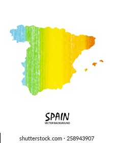 hand drawn pencil stroke map of Spain isolated on white. Vector version