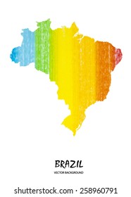 hand drawn pencil stroke map of Brazil isolated on white. Vector version
