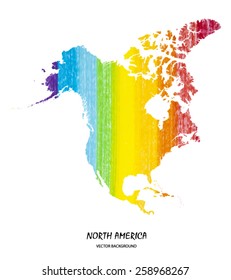 hand drawn pencil stroke map of North America isolated on white. Vector version