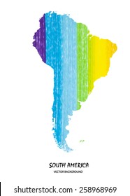 hand drawn pencil stroke map of South America isolated on white. Vector version