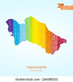 hand drawn pencil stroke map of Turkmenistan isolated. Vector version 
