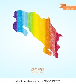 hand drawn pencil stroke map of San Jose isolated. Vector version