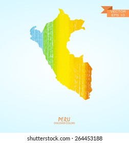 hand drawn pencil stroke map of Peru isolated. Vector version