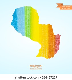 hand drawn pencil stroke map of Paraguay isolated. Vector version
