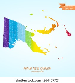 hand drawn pencil stroke map of Papua New Guinea isolated. Vector version
