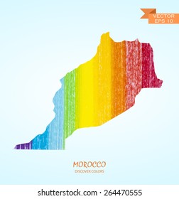 hand drawn pencil stroke map of Morocco isolated. Vector version