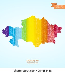 hand drawn pencil stroke map of Kazakhstan isolated. Vector version