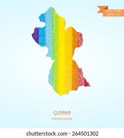 hand drawn pencil stroke map of Guyana isolated. Vector version