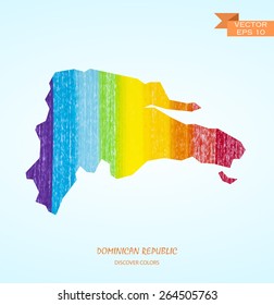 hand drawn pencil stroke map of Dominican republic isolated. Vector version