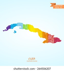 hand drawn pencil stroke map of Cuba isolated. Vector version
