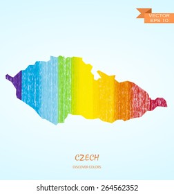 hand drawn pencil stroke map of Czech Republic isolated. Vector version