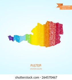 hand drawn pencil stroke map of Austria isolated. Vector version