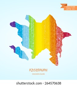 hand drawn pencil stroke map of Azerbaijan isolated. Vector version