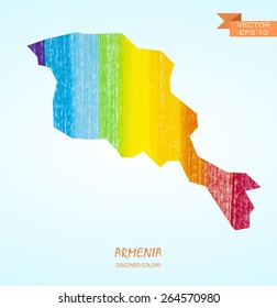 hand drawn pencil stroke map of Armenia isolated. Vector version