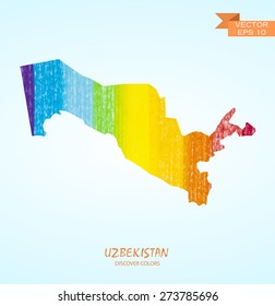 hand drawn pencil stroke map of Uzbekistan isolated. Vector version