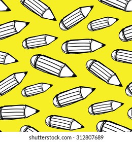 Hand drawn pencils. Seamless pattern. 
