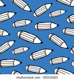 Hand drawn pencils. Seamless pattern.