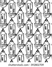 Hand drawn pencils. Seamless pattern.Background.Design elements for school,institution and other.