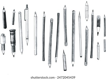Hand drawn pencils vector illustration