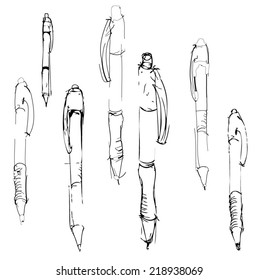 Hand drawn Pens. Vector Illustration.