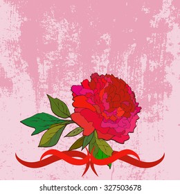 Hand drawn peony and copy space 