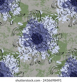 Hand Drawn Peony Flower Seamless Pattern Background. Elegant design element for greeting cards birthday, valentine's day, wedding and engagement invitation card template.