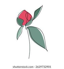 Vector de flores de peonía dibujado a mano. Icono lineal. Línea de dibujo continuo. Diseño floral, impresión botánica, tarjeta, cartel del arte de la pared, logotipo, muestra, garabato, símbolo. Ilustración Abstractas de la planta de la historieta