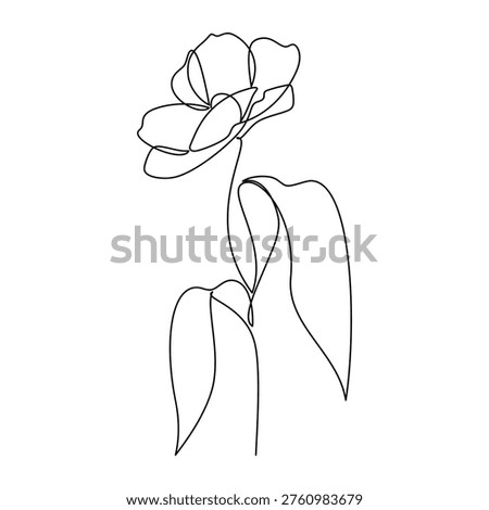 Hand drawn peony flower vector. Linear icon. Line continuous drawing. Floral design, botanical print, card, wall art poster, logo, sign, doodle, symbol. Abstract cartoon plant illustration