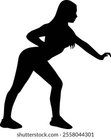 Hand drawn people doing fitness silhouette illustration