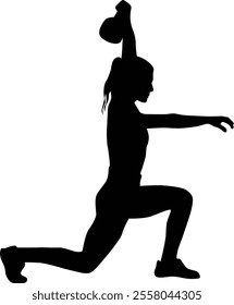 Hand drawn people doing fitness silhouette illustration