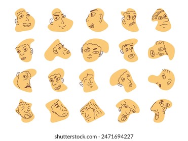 Hand Drawn People Face Element Set