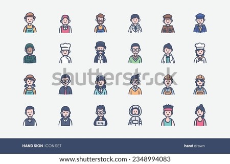 Hand drawn people profession icon set