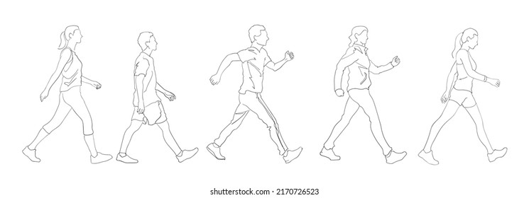 Hand Drawn People Speed Power Walking Stock Vector (Royalty Free ...