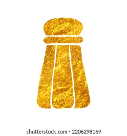 Hand drawn Pepper pot icon in gold foil texture vector illustration