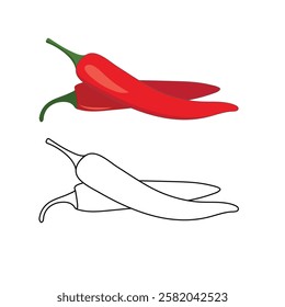 Hand drawn pepper Vector illustration on a white background.
