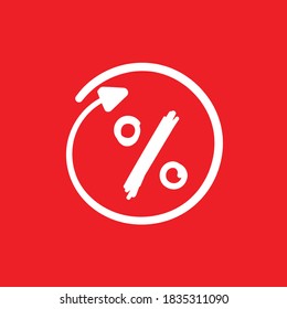 hand drawn percent sign on red background