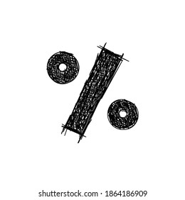 hand drawn percent sign. scribble percent sign on white background