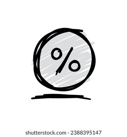hand drawn percent symbol. scribble circle and percent symbol