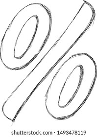 Hand Drawn Percent Symbol. Sketch Percent Vector