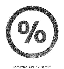 hand drawn percentage symbol. scribble percent symbol