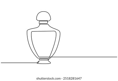 Hand drawn perfume bottle design. One line continuous drawing of outline vector illustration, Outline set of perfume bottles vector. One line continuous drawing illustration. Linear silhouette