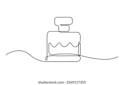 Hand drawn perfume bottle design. One line continuous drawing, Outline set of perfume bottles vector. One line continuous drawing illustration.