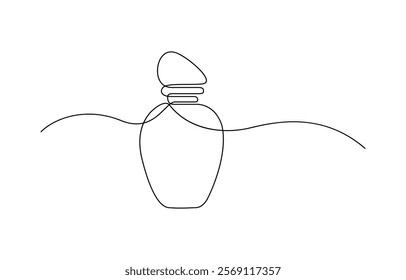 Hand drawn perfume bottle design. One line continuous drawing, Outline set of perfume bottles vector. One line continuous drawing illustration.