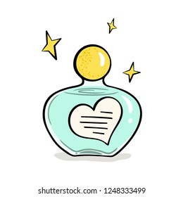 Hand drawn perfume bottle on the white background. Vector illustration