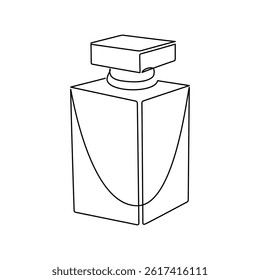 Hand drawn perfume bottle vector. One line continuous drawing. Linear silhouette, minimal icon, beauty fashion print, banner, card, wall art poster, brochure, doodle illustration, fragrance, spray