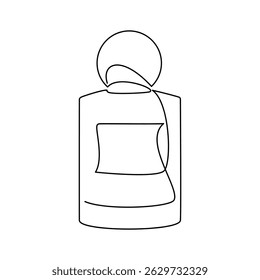 Hand drawn perfume bottle vector. One line continuous drawing. Linear silhouette, minimal icon, beauty fashion print, banner, card, wall art poster, brochure, doodle illustration, fragrance, spray