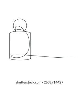 Hand drawn perfume bottle vector. One line continuous drawing. Linear silhouette, minimal icon, beauty fashion print, banner, card, wall art poster, brochure, doodle illustration, fragrance, spray
